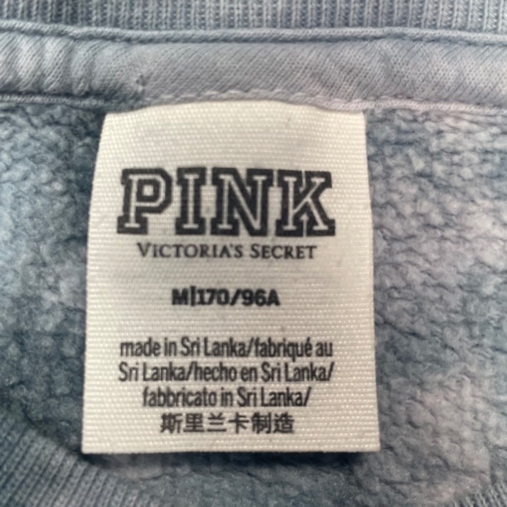 Victoria's Secret PINK Tie Dye Crewneck Sweatshirt Grey White Oversized Medium - Picture 2 of 6